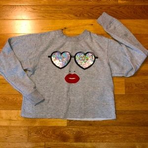 Cropped Crew Sweatshirt with Sequins detail